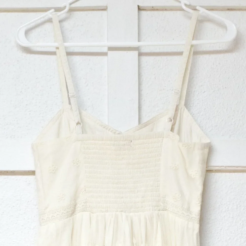 NWT AMERICAN EAGLE Ivory Embroidered Floral Crochet Tulle Sundress | Size S - Picture 5 of 7